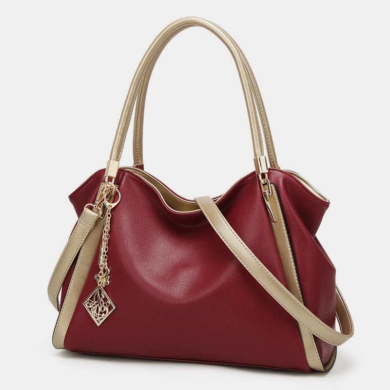 Große Handtasche aus Leder für Damen mit Reißverschluss und Tragegriff oben