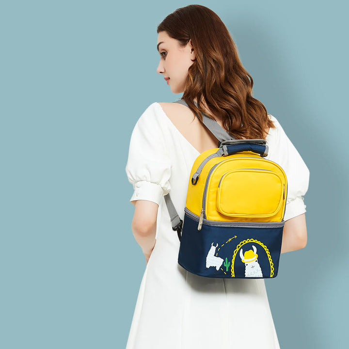 Mamatasche für Frauen Cartoon Multifunktionaler Outdoor-Rucksack mit zweilagigem Design