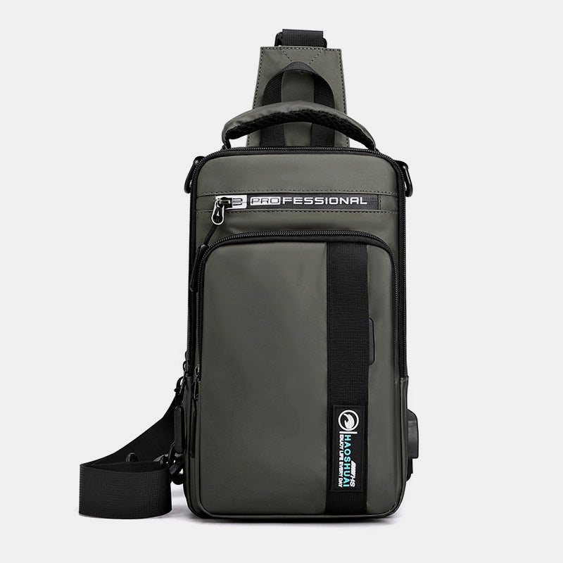 Leichte klassische Schultertasche mit mehreren Taschen und USB-Ladeanschluss für 4 Verwendungszwecke