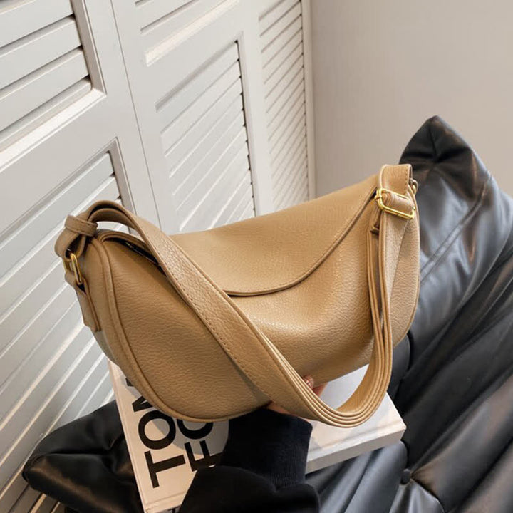 Umhängetasche für Damen, schlichte und lässige Hobo-Tasche aus PU-Leder