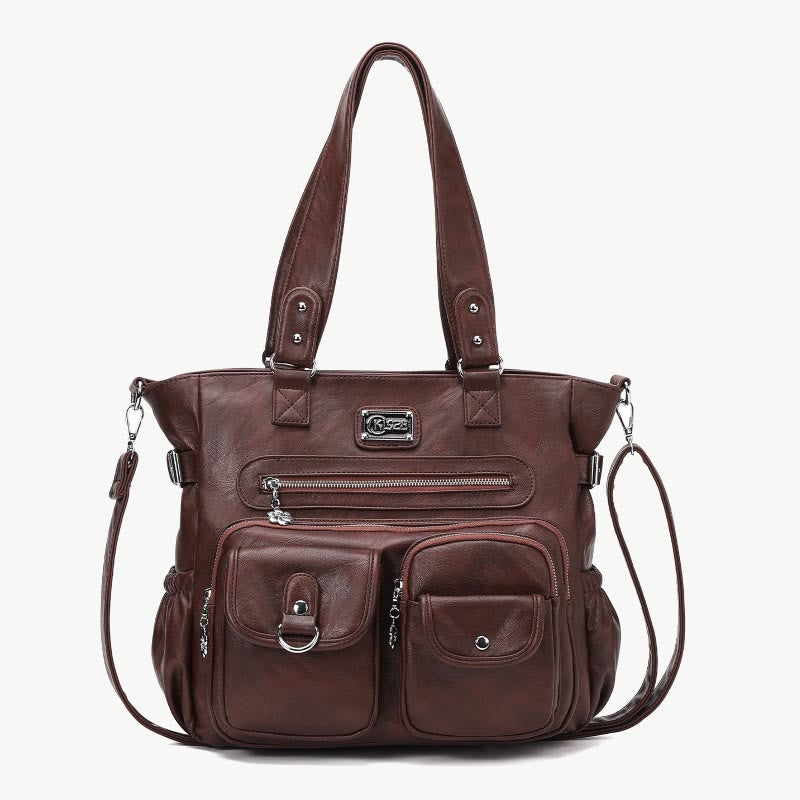 Große Umhängetasche für Damen mit mehreren Taschen und zwei Verwendungsmöglichkeiten