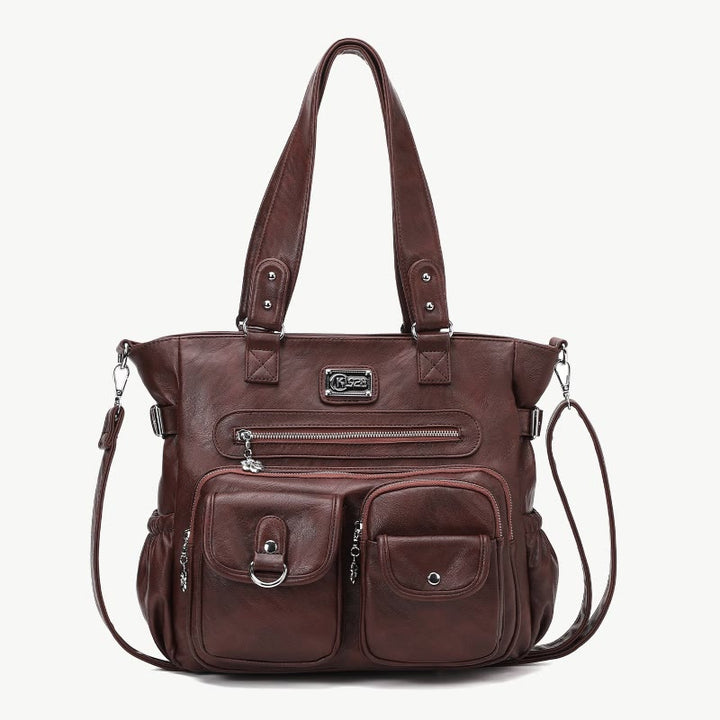 Große Umhängetasche für Damen mit mehreren Taschen und zwei Verwendungsmöglichkeiten