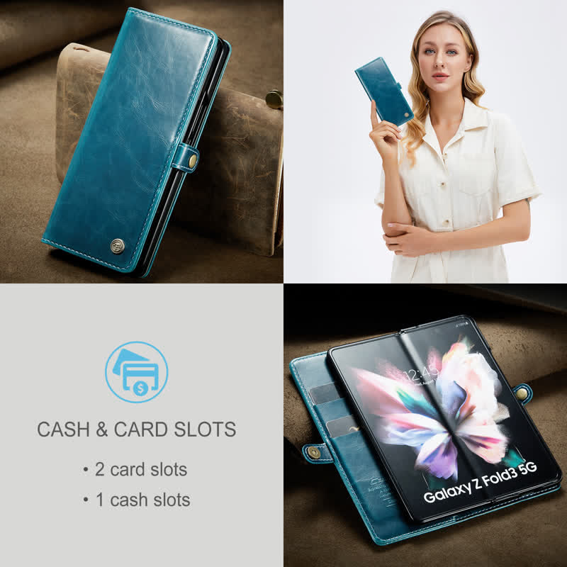 Folio Flip Handyhülle PU Leder Brieftasche für Samsung Galaxy Z Fold 4 /Z Fold 3 / Z Fold 5