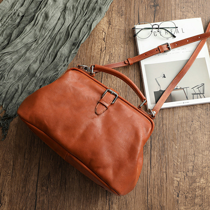Handgemachte Retro-Handtasche aus echtem Leder