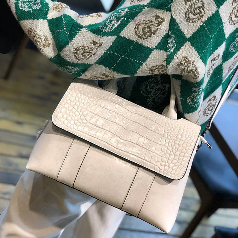 Klassische Umhängetasche mit Krokodilmuster und reiner Farbe für Damenhandtasche