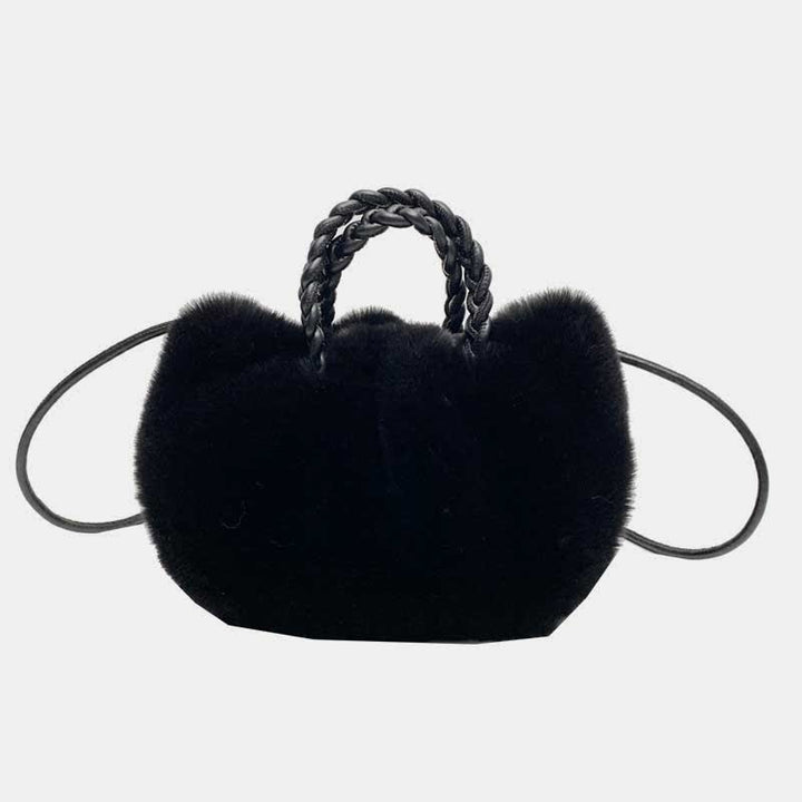 Damen Kunstpelz Winter Handtasche Schultertasche Top Griff Satchel Handtasche
