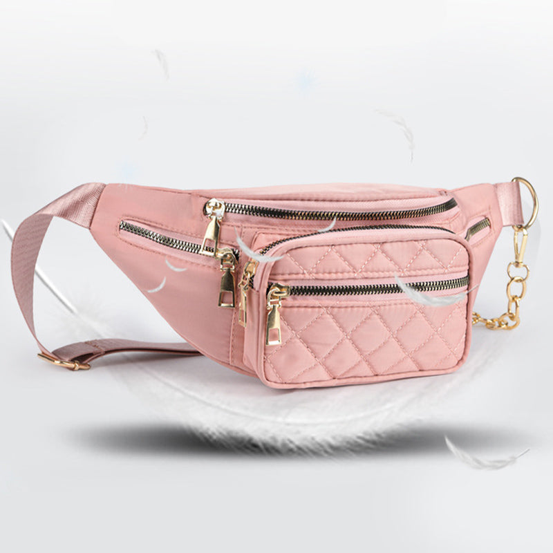 Leichte, funktionale Brust-Schultertasche für Damen mit Metallkettenriemen