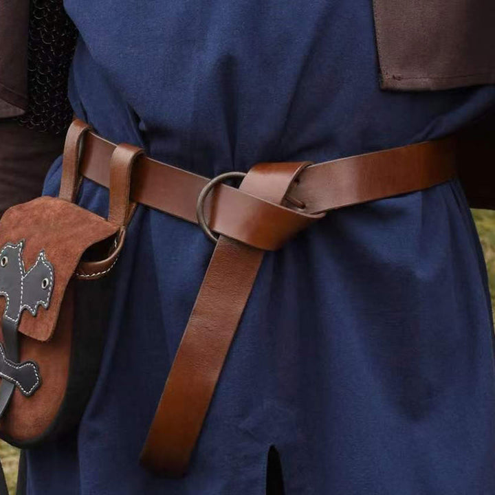 Mittelalterlicher Säbelgürtel, Wikingerritter, keltischer Ring, Lederholster