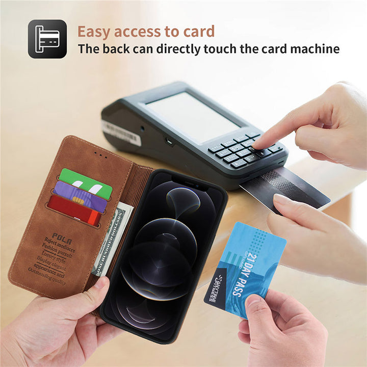 iPhone 13 Pro Max Leder Wallet Case Magnetische Hülle mit Ständer Kartenfach