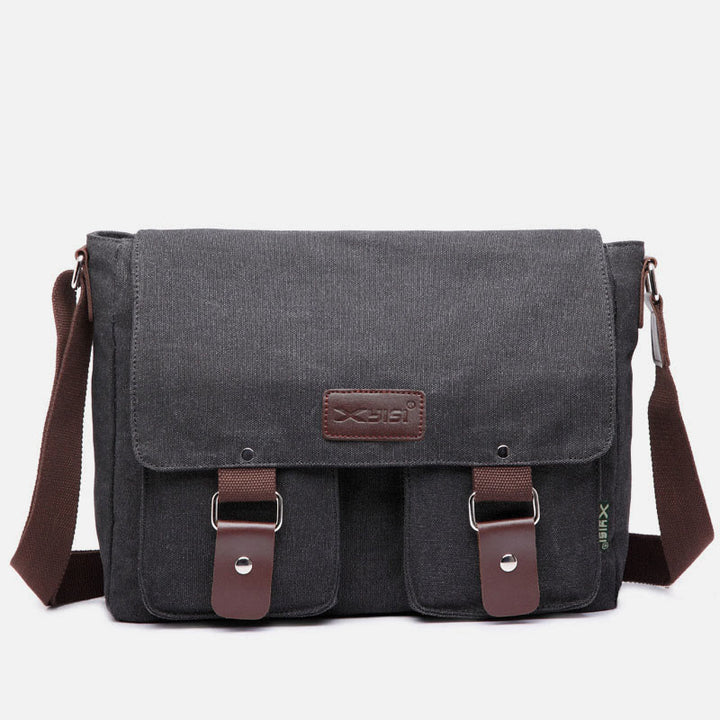 Kuriertasche für Herren, große Kapazität, lässige Schultertasche aus Segeltuch