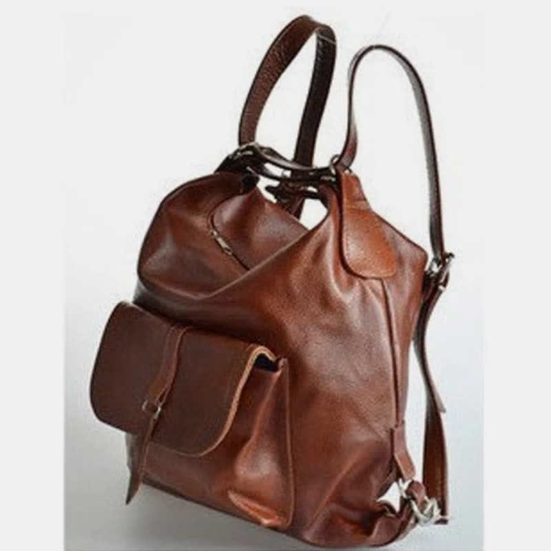 2-in-1-Leder-Tragerucksack, Umhängetasche, Retro-Reise-Tagesrucksack