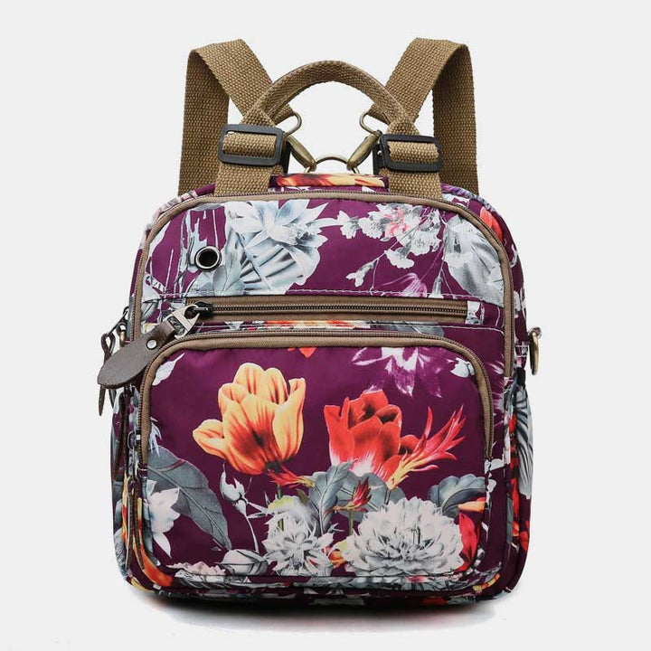 Multifunktionaler wasserdichter Rucksack mit Blumendruck, Wickeltasche mit Blumenmuster, Umhängetasche 