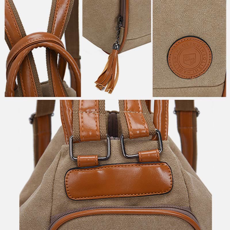 Multifunktionaler Damen-Rucksack mit Quastendekor, tragendem Canvas, Reise-Tagesrucksack