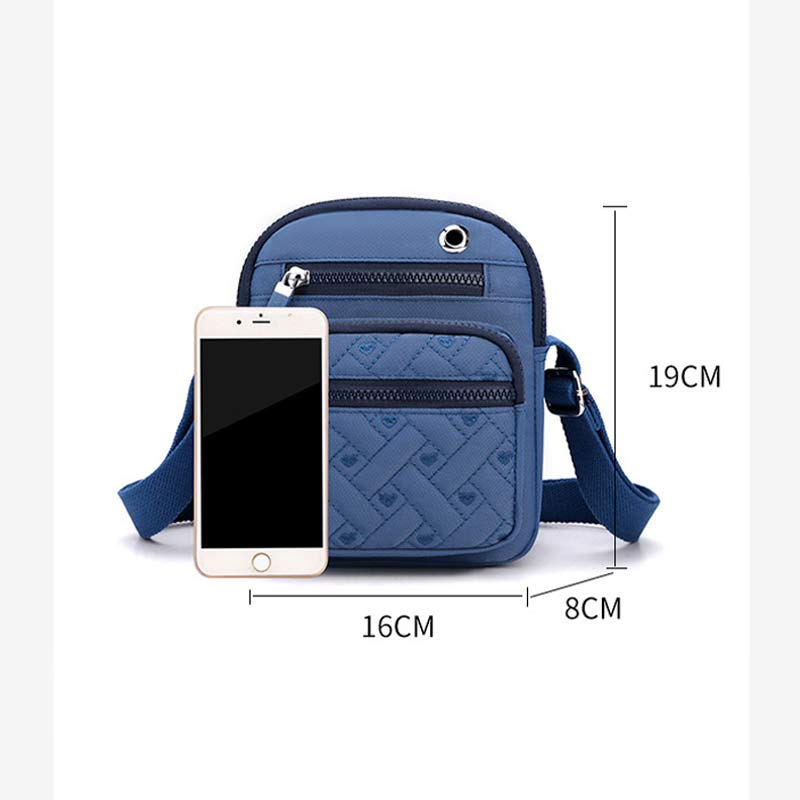 Lässige Umhängetasche aus Nylon mit mehreren Taschen und Loch für Kopfhörer