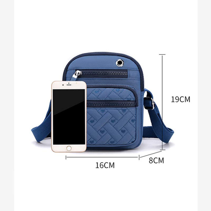 Lässige Umhängetasche aus Nylon mit mehreren Taschen und Loch für Kopfhörer