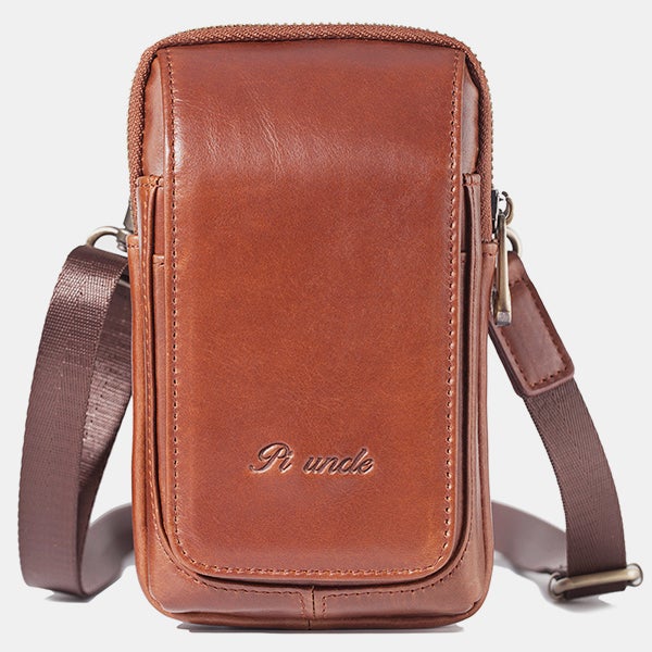Echtes Leder Multifunktionale Gürtelschlaufe Tasche Telefon Tasche Umhängetasche